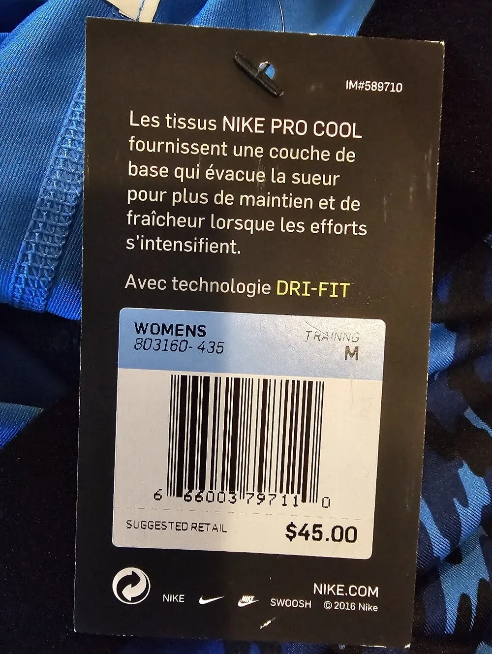 Nike Pro Cool Dri Fit Crop Blue Camo Leggings Women's‎ Size M NWT